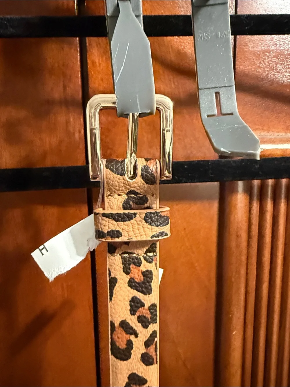 Vince Camuto Leopard Print Skinny Belt in Tan and Black